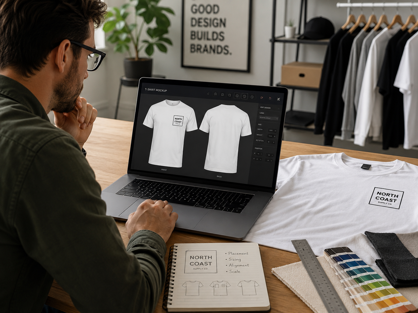custom t-shirt ordering process for startup company apparel.