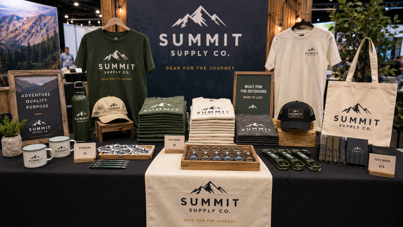startup launch event merchandise with custom t-shirts and branded apparel.