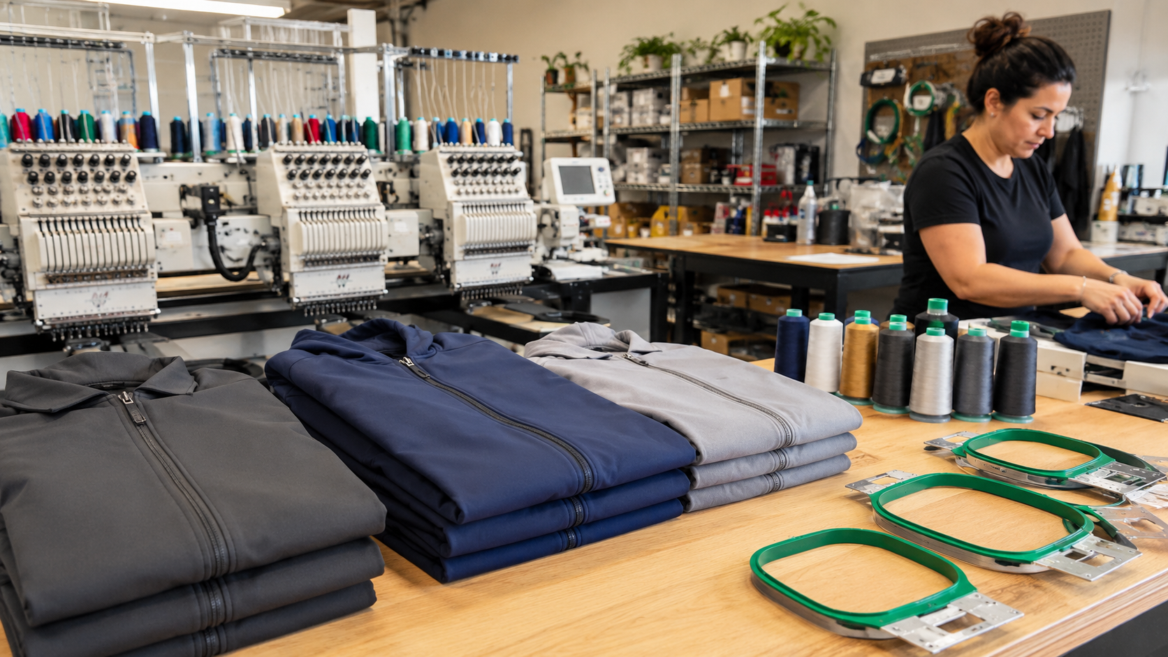 Arlington Texas local embroidery service preparing embroidered company jackets