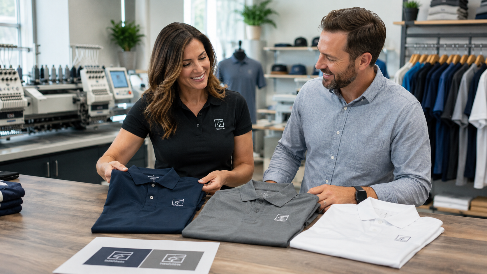 custom embroidery near me for business polo shirts