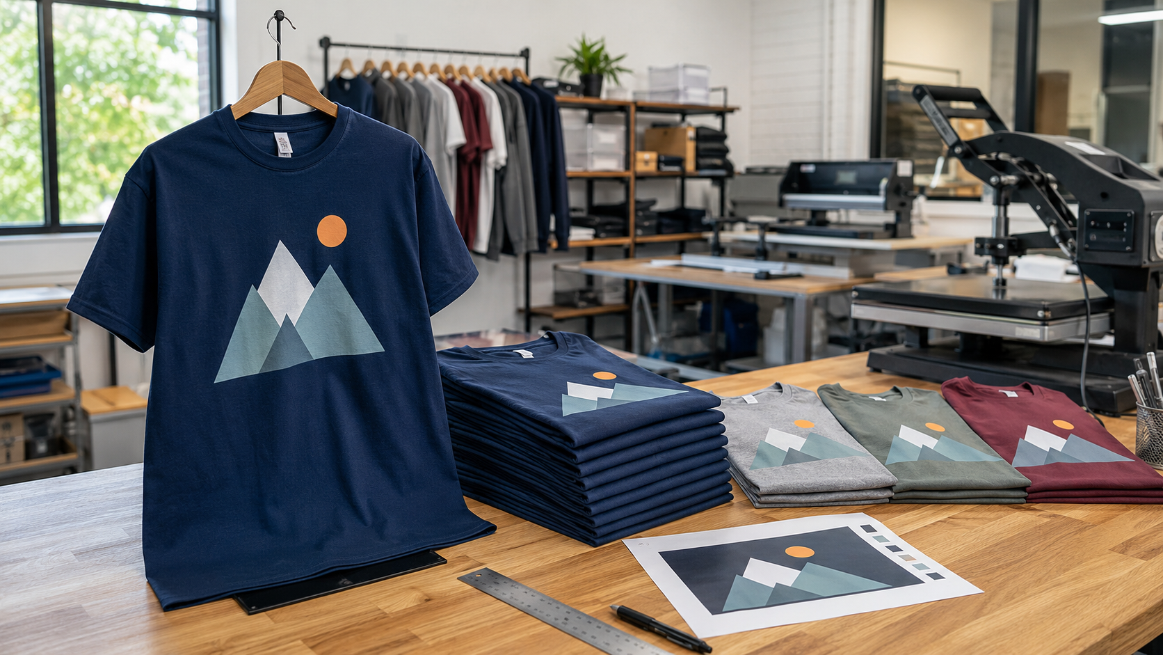 custom T-shirt printing with no minimum for one shirt or a small business order