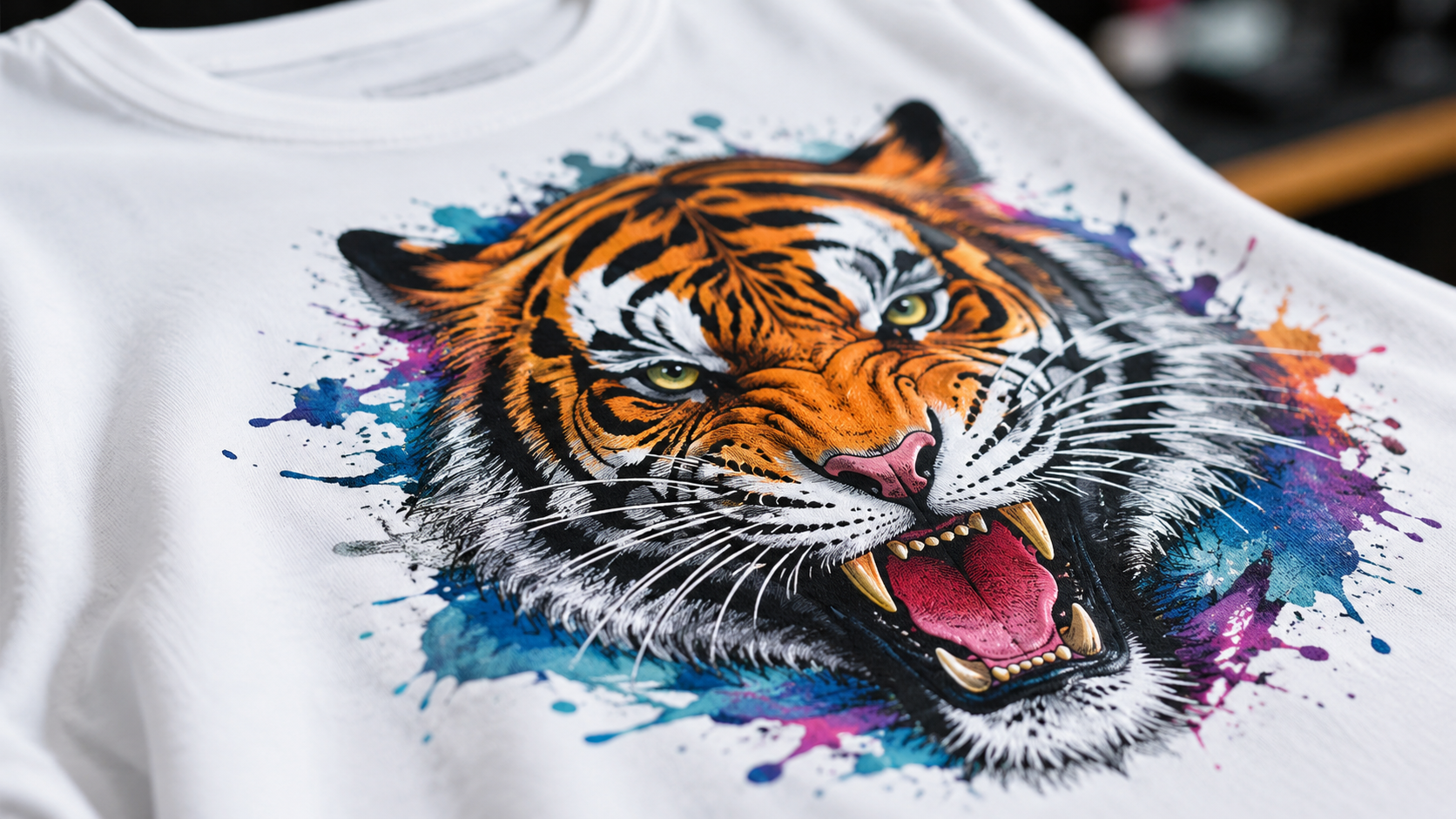 DTF rush shirt printing detail on a custom T-shirt