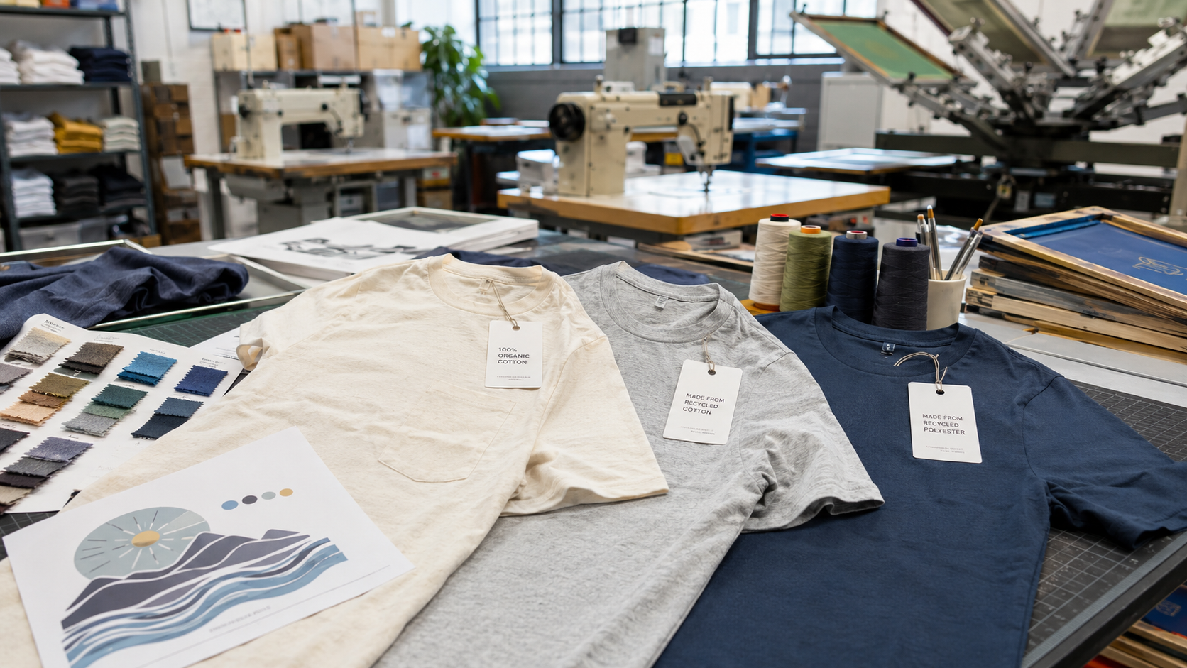 eco-friendly custom T-shirt printing samples with organic and recycled fabric options