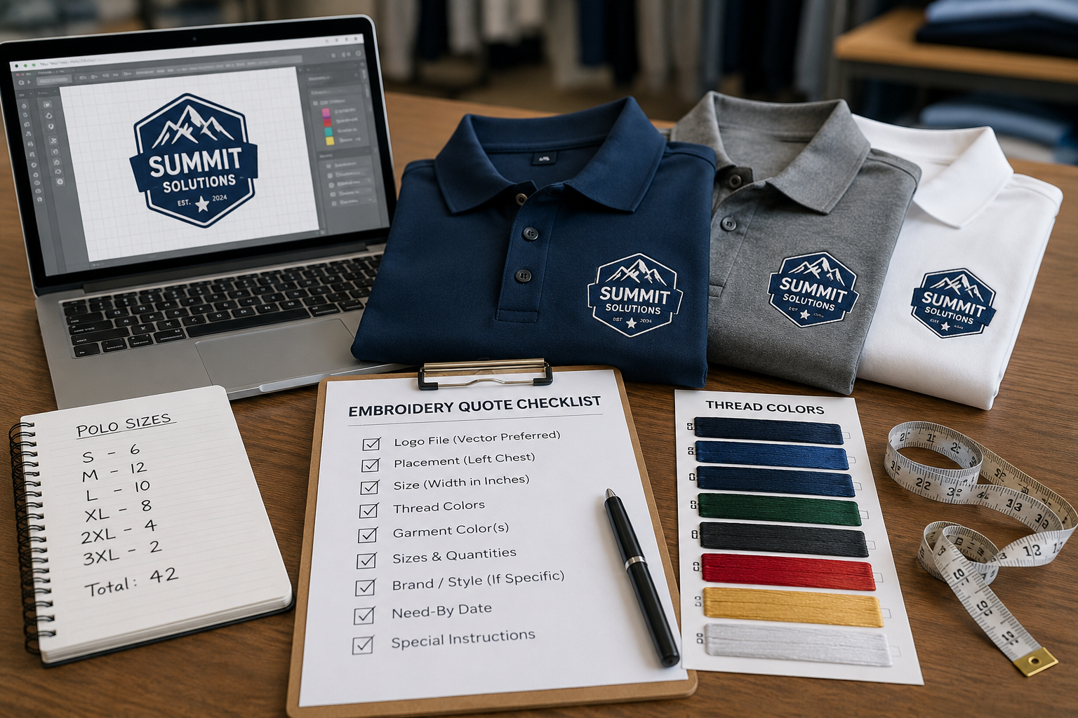 quote checklist for custom embroidery near me polo shirt order