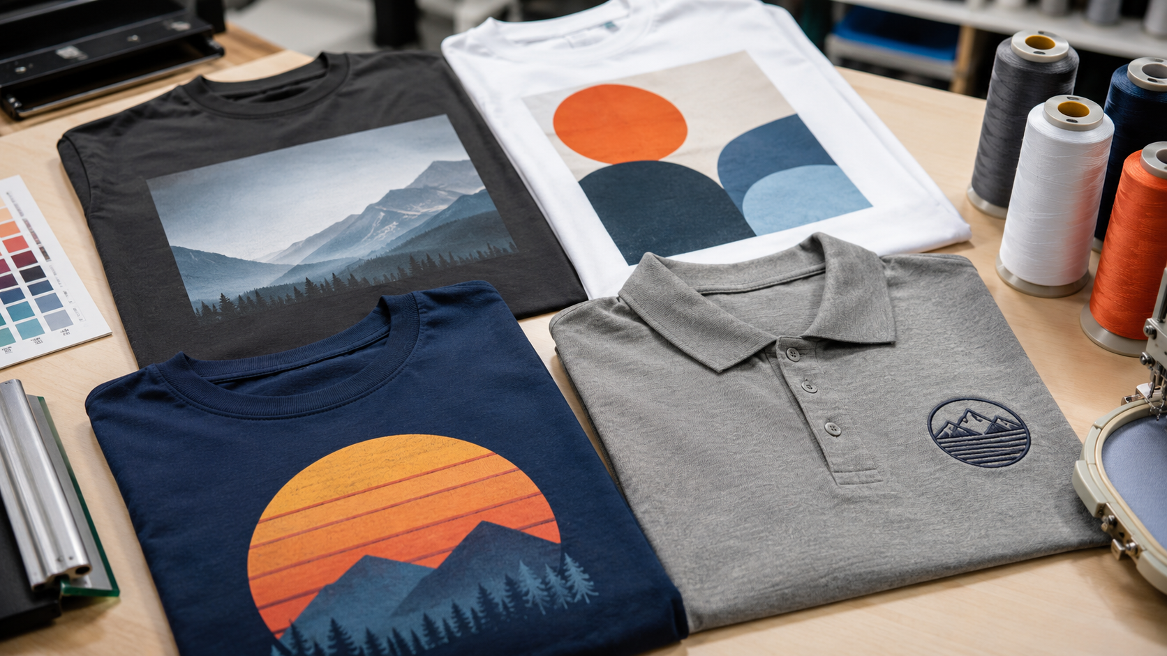 DTG DTF screen printing and embroidery options for small custom shirt orders